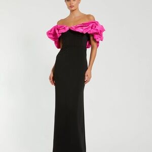 Elegant Black and Pink Off-Shoulder Dress